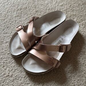 Birkenstock, size 38, metallic copper
